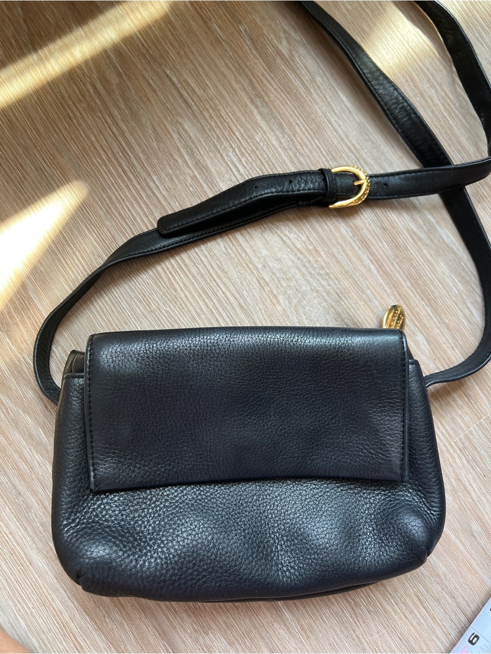 Stone Mountain Accessories Black Leather Crossbody Bag with Gold Hardware